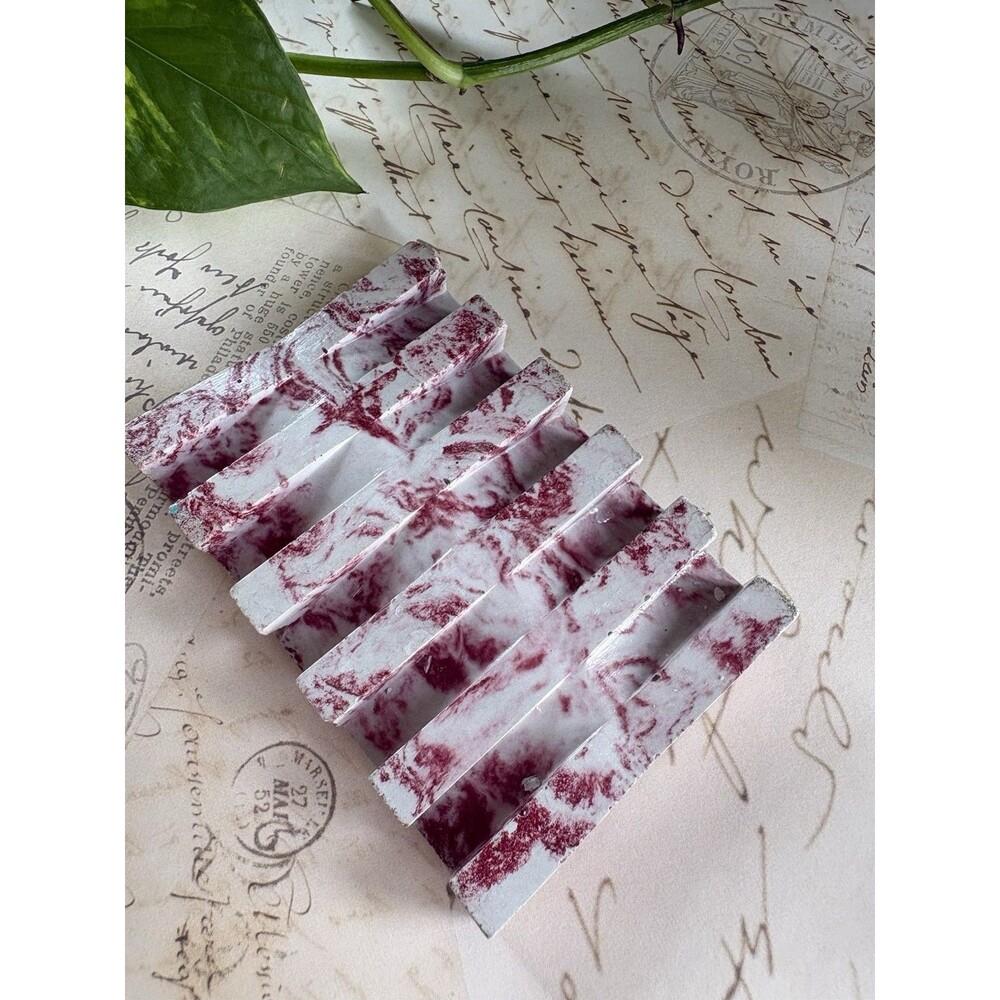 Handmade Soap Dish Cement Soap Holder Self Draining Bathroom Kitchen Red Swirl